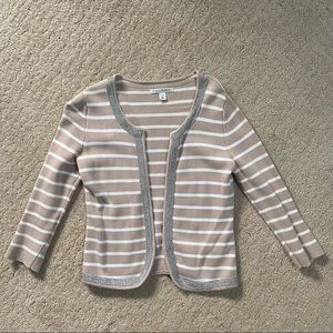 Banana Republic Taupe & White Striped Cardigan SzS